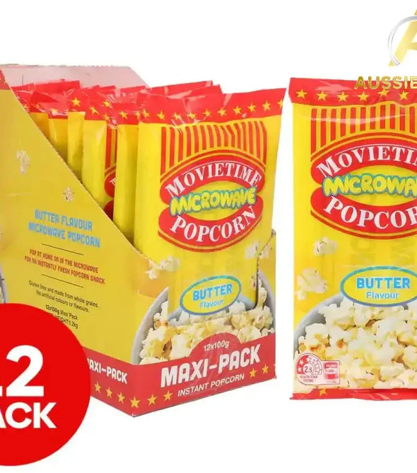 12 x Movietime Microwave Popcorn Butter 100g - Aussibazaar