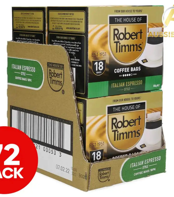 4 x 18pk Robert Timms Italian Espresso Style Coffee Bags - Aussibazaar