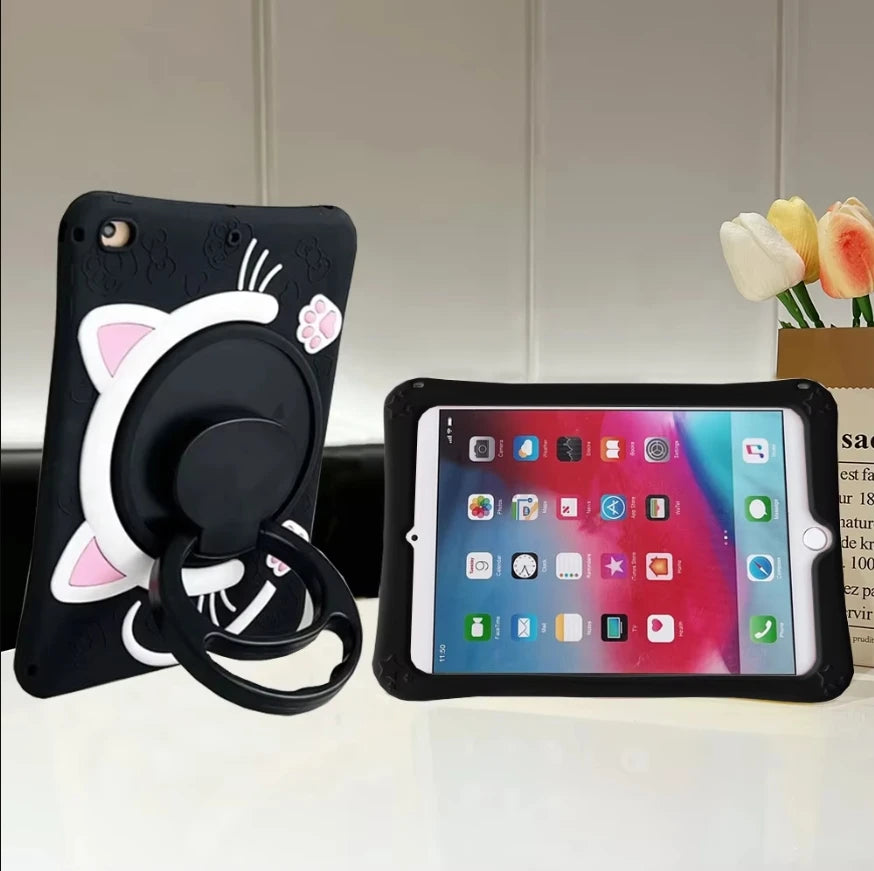 Kids iPad Case Silicone Rotating Stand Shockproof Cover