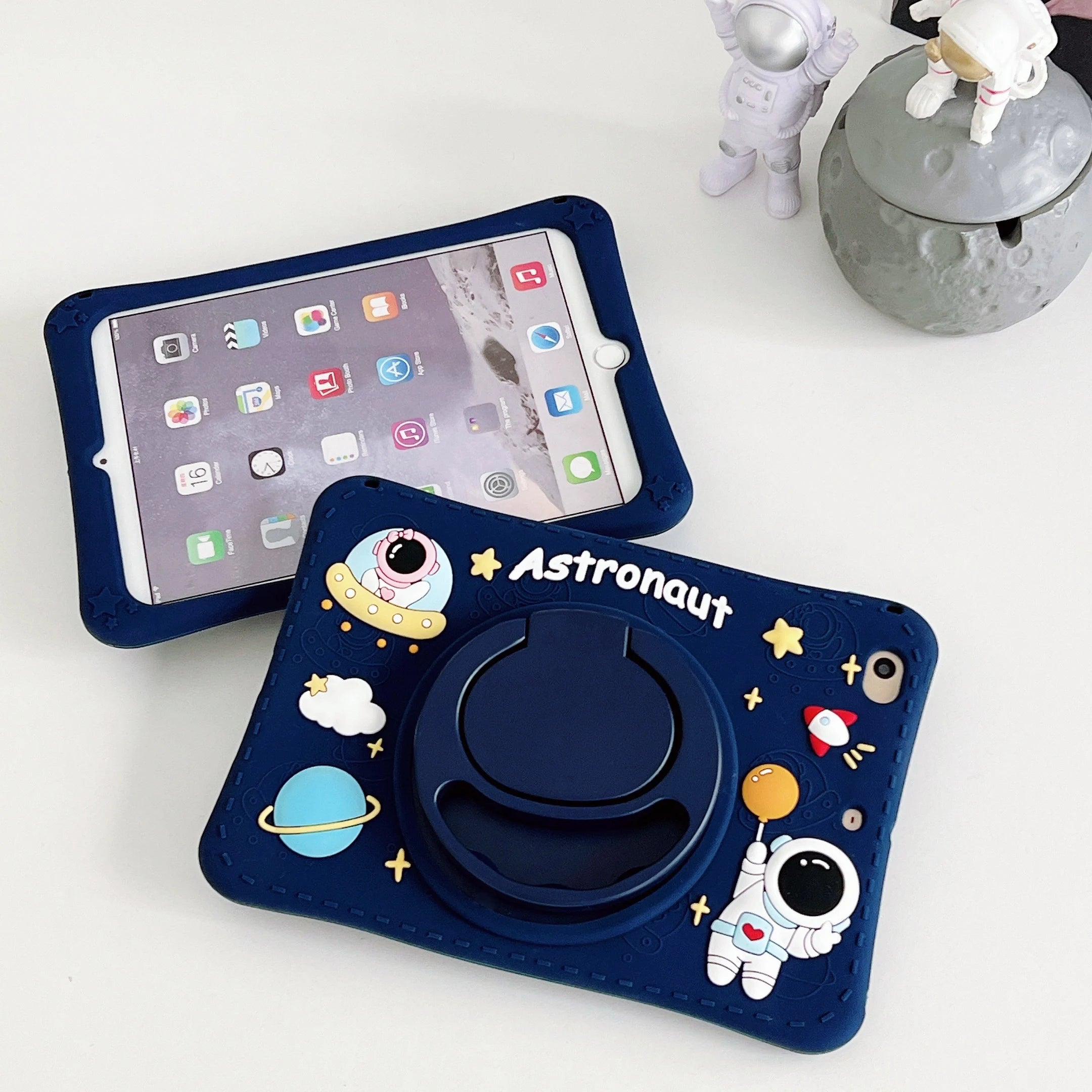 Kids iPad Case Silicone Rotating Stand Shockproof Cover