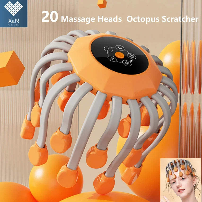 20-Head Scalp Massager with Red Light | Electric Vibrating Head & Body Massager for Stress, Migraine & Relaxation Main image