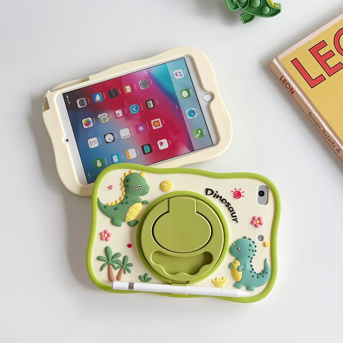 Kids iPad Case Silicone Rotating Stand Shockproof Cover