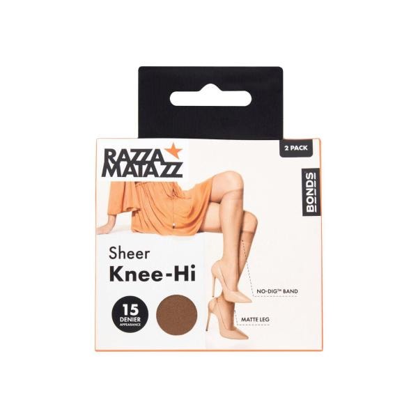 Razza Sheer Nylon Knee Hi Pantyhose Reinforced Toe | 2 pack Main image