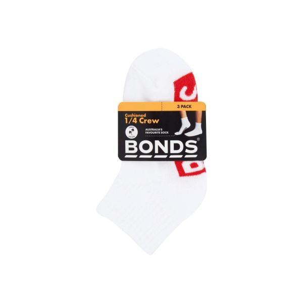 Bonds Kids Logo Quarter Crew Socks Size Size 2-8 | 3 pack Main image