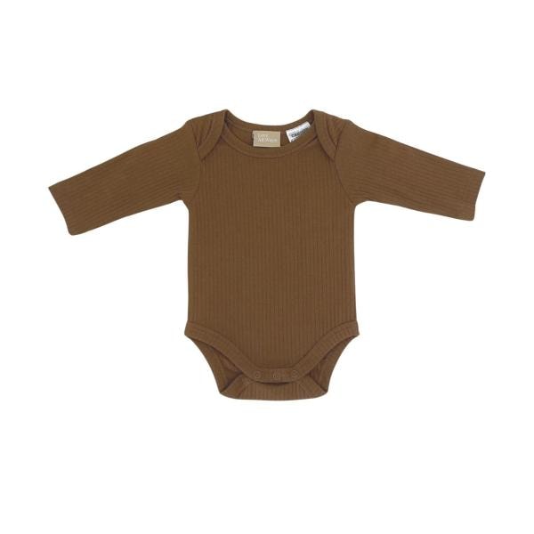 Love All Ways Long Sleeve Ribbed Romper - Warm Caramel - 0-3 Months | 1 pack Main image