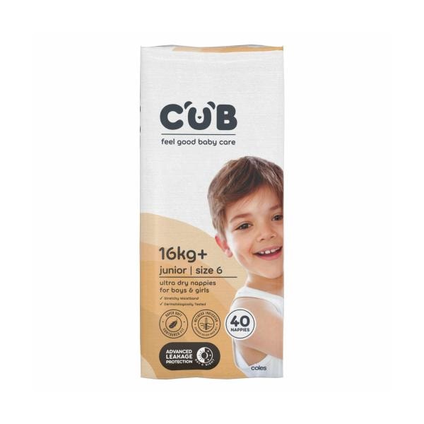 CUB Nappies Unisex Junior Size 6 (16kg+) | 40 Pack