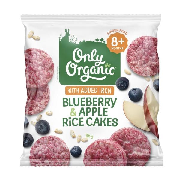 Only Organic Blueberry Apple Rice Cakes 8 Months+ | 35g