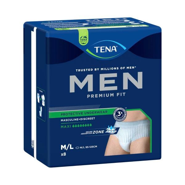 Tena For Men Large Level 4 Premium Fit Maxi Incontinence Pants | 8 pack
