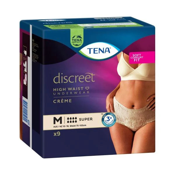 Tena Discreet Creme Super Incontinence Pants Medium | 9 pack