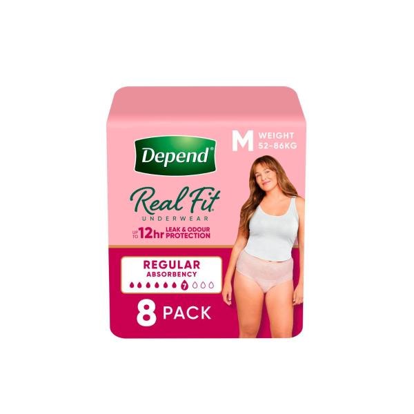 Depend Real Fit Incontinence Underwear Regular Women Medium | 8 pack