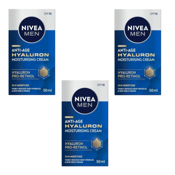 3 x Nivea Men Anti-age Face Moisturising Cream Spf15 | 50mL Main image