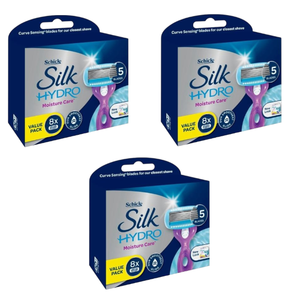 3 x Schick Hydro Silk Blade Refills Value | 8 Pack Main image