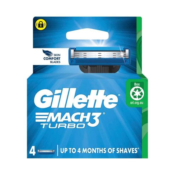 3 x Gillette Mach3 Turbo Razor Cartridge | 4 pack
