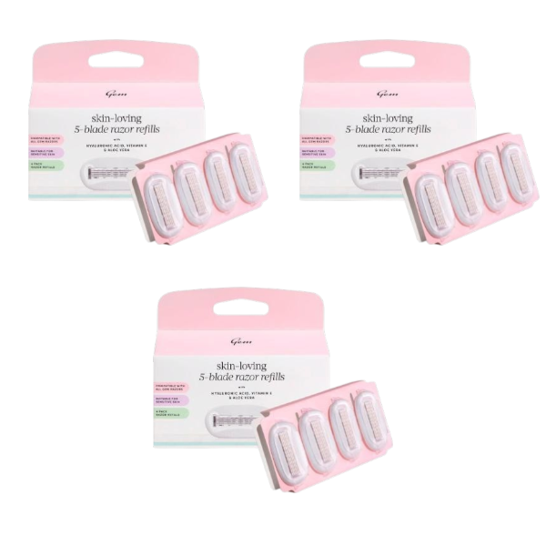 3 x Gem Skin-loving 5 Blade Razor Refills | 4 Pack Main image