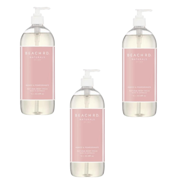 3 x Beach Rd Naturals Body Wash Mango & Pomegranate | 1L