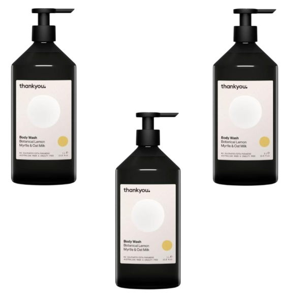 3 x Thankyou Body Wash Botanical Lemon Myrtle & Oat Milk | 1L
