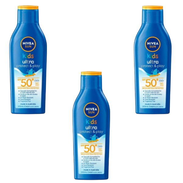 3 x Nivea Sun Kids Ultra Protect & Play Sunscreen Lotion Spf50 | 200mL Main image