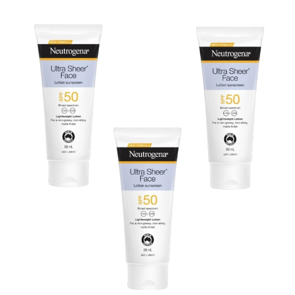 3 x Neutrogena Ultra Sheer Face Sunscreen Spf50 | 88mL