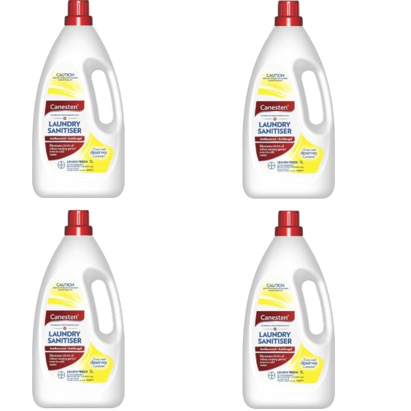 4 x Canesten Antibacterial And Antifungal Hygiene Laundry Rinse Sanitiser Lemon Scented | 1L