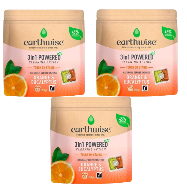 3 X Earthwise 3 In 1 Laundry Capsules Orange & Eucalyptus | 26 pack