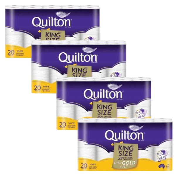 4 X Quilton King Size Gold 4 Ply Toilet Tissue | 20 pack