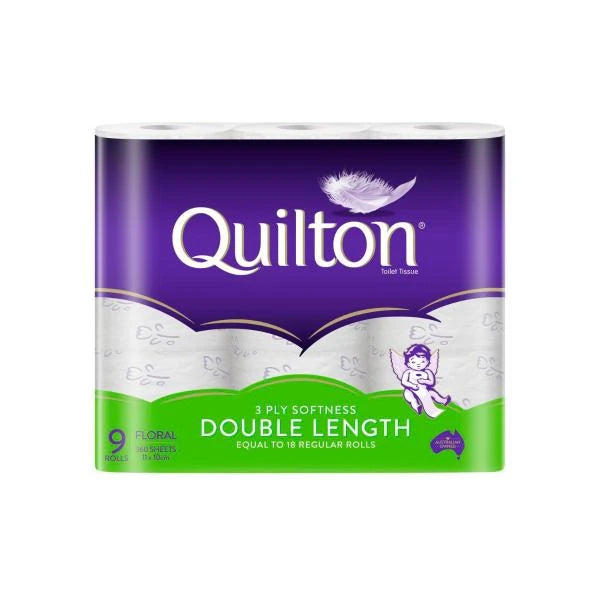 4 X Quilton 3 Ply Floral Print Soft Double Length Toilet Paper | 9 pack