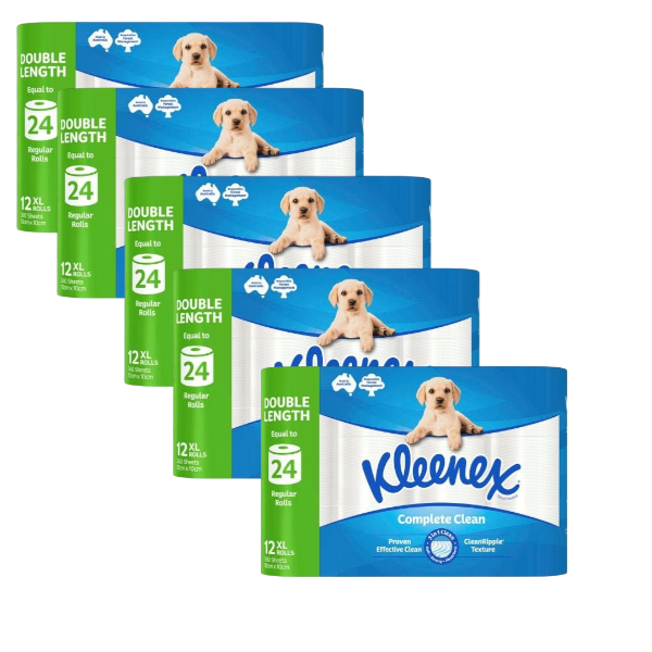 5 X Kleenex Complete Clean Double Length Toilet Paper | 12 pack Main image