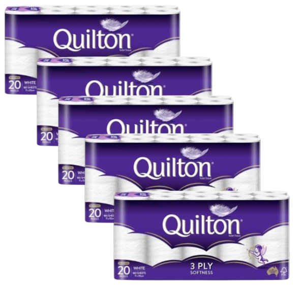 5 X Quilton 3 Ply Classic White Toilet Paper | 20 Pack Main image
