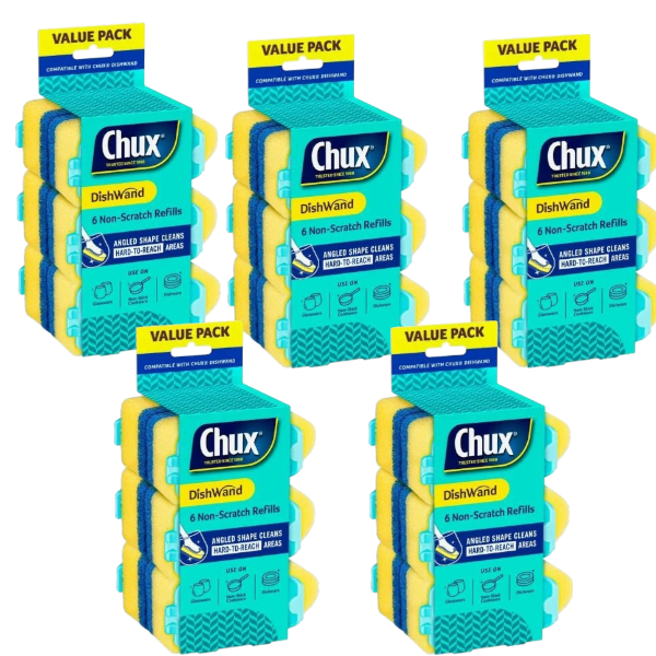 5 X Chux Non-scratch Dishwand Refills Value | 6 pack