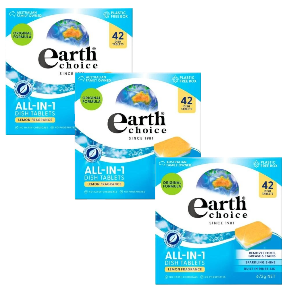 3 X Earth Choice All in One Original Dishwasher Tablets | 42 pack