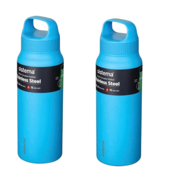 2 X Sistema Stainless Steel Doubled Walled Bottle 650ml | 1 each