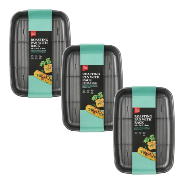 3 X Cook & Dine Roasting Pan With Rack | 1 Each