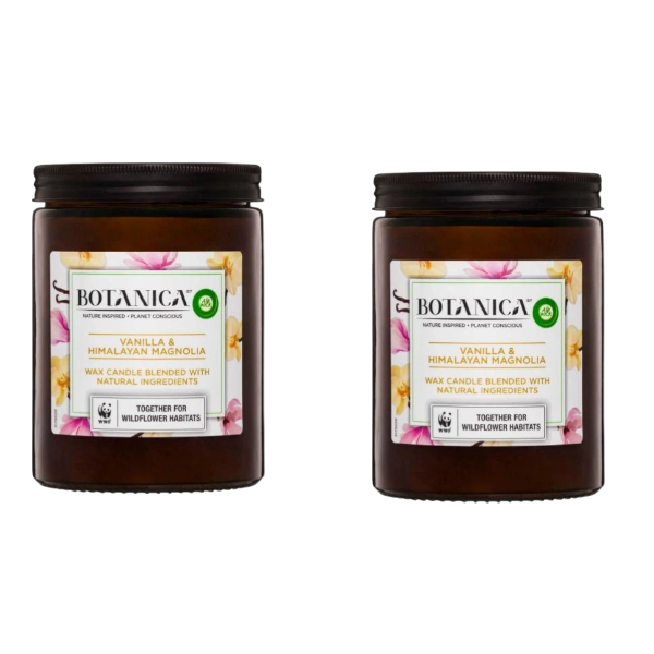 2 X Botanica By Air Wick Scented Candle Vanilla & Himalayan Magnolia | 1 each