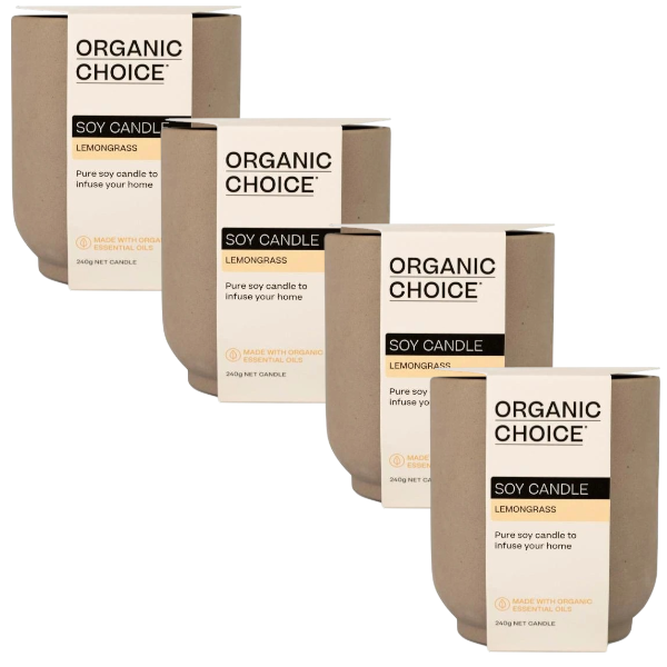 4 X Organic Choice Soy Candle Lemongrass 240g | 1 Each