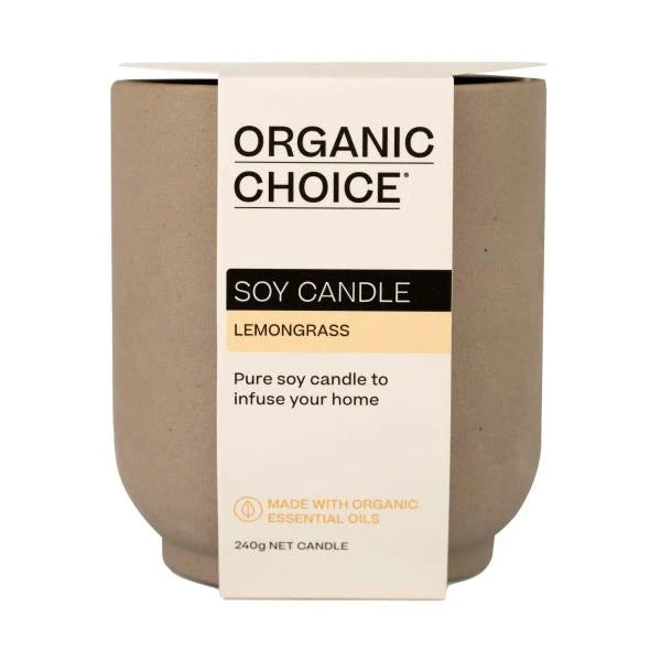 4 X Organic Choice Soy Candle Lemongrass 240g | 1 Each
