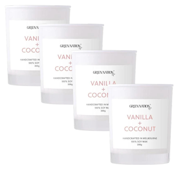 4 X Green Nation Soy Wax Candle Vanilla 200g | 1 each