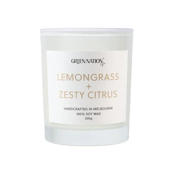 4 X Green Nation Soy Wax Candle Lemongrass 200g | 1 each