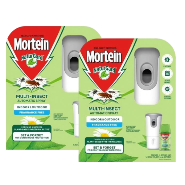 2 x Mortein Naturgard Multi-insect Automatic Fragrance Free Indoor & Outdoor Spray | 1 Pack