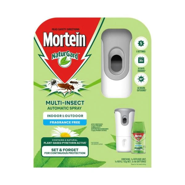 2 x Mortein Naturgard Multi-insect Automatic Fragrance Free Indoor & Outdoor Spray | 1 Pack