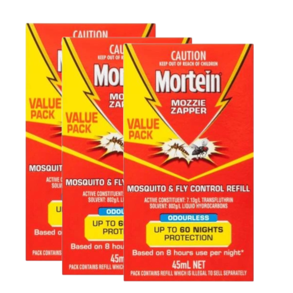 3 x Mortein Peaceful Nights Mosquito & Fly Plug Refill | 45mL