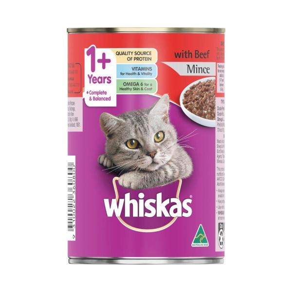 Whiskas Adult 1+ Years Wet Cat Food With Beef Mince Can | 400g