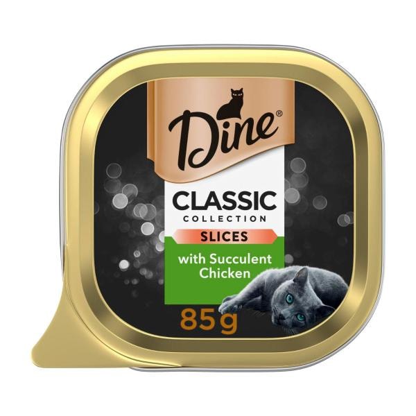 Dine Classic Collection Adult Wet Cat Food Slices With Succulent Chicken Tray | 85g