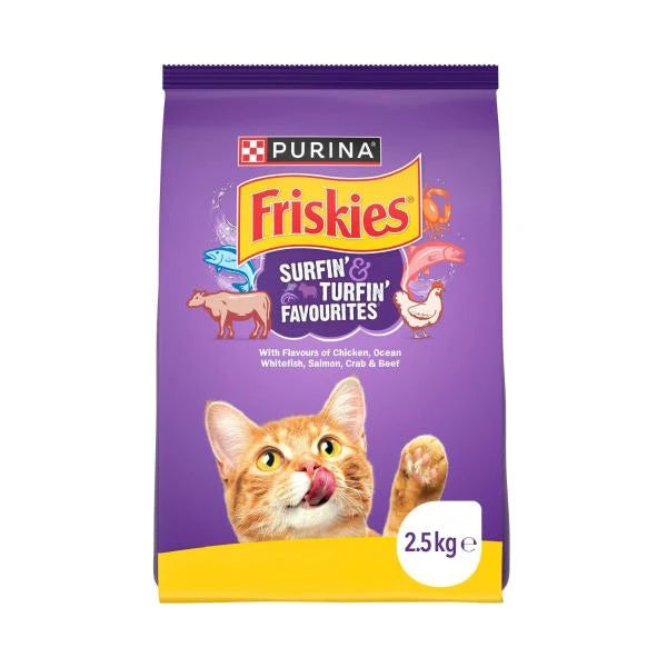 Friskies Dry Adult Surfin & Turfin Favourites Cat Food | 2.5kg