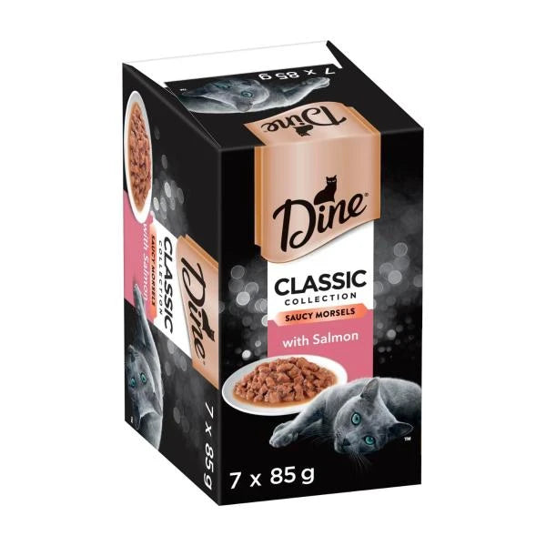 Dine Classic Collection Adult Wet Cat Food Saucy Morsels With Salmon 7x85g Trays | 7 pack