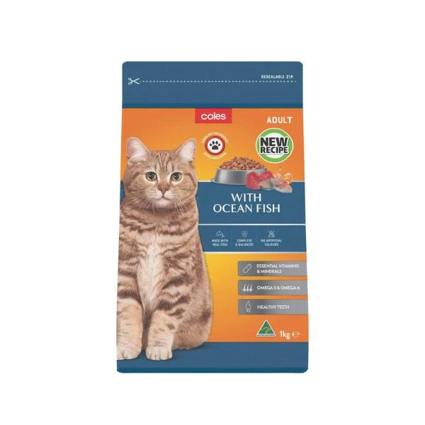 Coles Adult Dry Cat Food With Ocean Fish | 1kg Main image