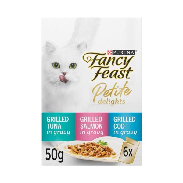Fancy Feast Petite Delights With Grilled Tuna Salmon & Cod Cat Food 6x50g | 6 pack