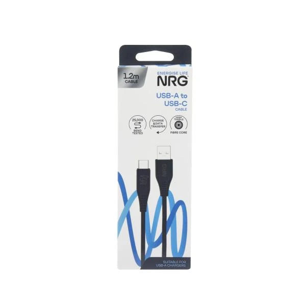 NRG 1.2m Usb-a To Usb-c Cable Black | 1 Pack Main image