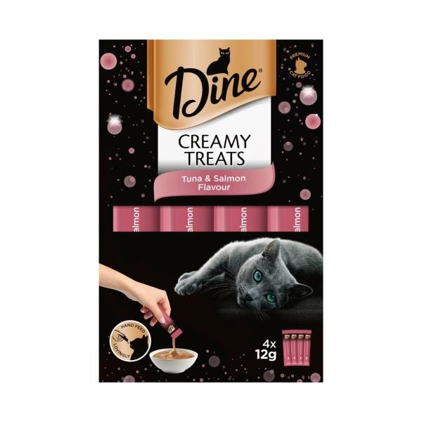 Dine Creamy Treats Cat Treats Tuna & Salmon Flavour 4x12g Sachets | 4 pack Main image
