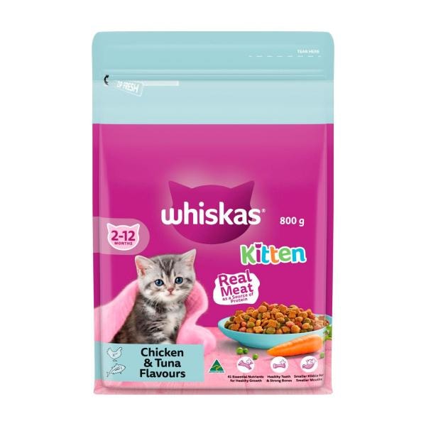 Whiskas Kitten Dry Cat Food Chicken & Tuna Flavours | 800g