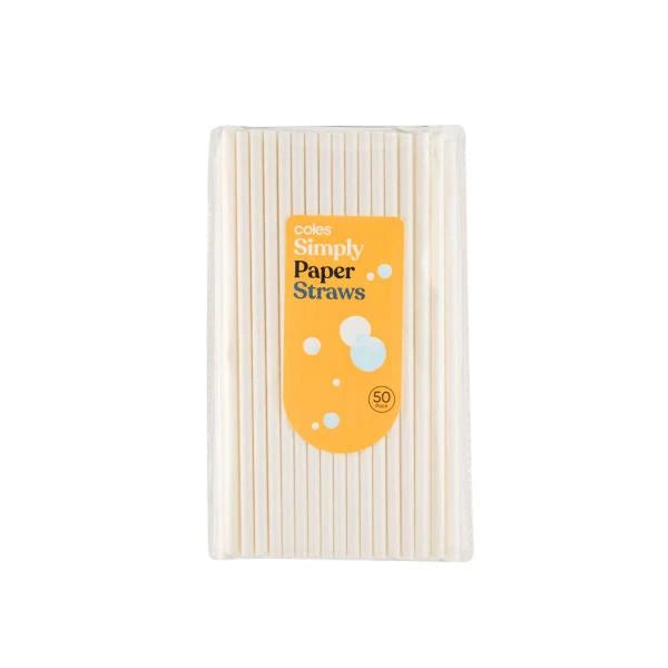 Coles Simply White Paper Straws | 50 Pack Main image